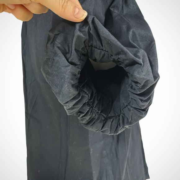 EVEREVE Felix Puff-Sleeve Poplin Button-Up Blouse in Black Size M Office Work - Picture 5 of 8